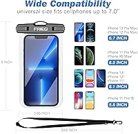 Vista 3 de Bolsa impermeable para teléfono, paquete de 2, funda impermeable universal IPX8, bolsa seca con cordón para iPhone 14/13/12/11 Pro Max, Samsung