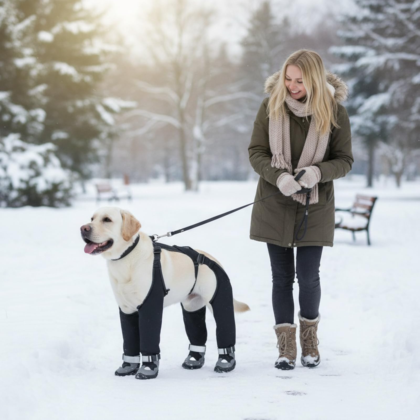 Buty Dla Psów Z Systemem Szelek Wodoodporne I Regulowane Buciki Legginsy | Psie Ochraniacze Na Łapy Z Szelkami Do Chodzenia Na Zewnątrz W Zimie Na Śniegu W Deszczu I Podczas