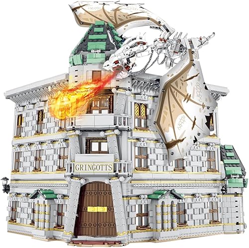 FUNDE Diagon Alley Gringotts Bank - Kit de modelo de Banco de Gringotts, construcción modular de 4199 piezas, compatible con Lego Harry Potter