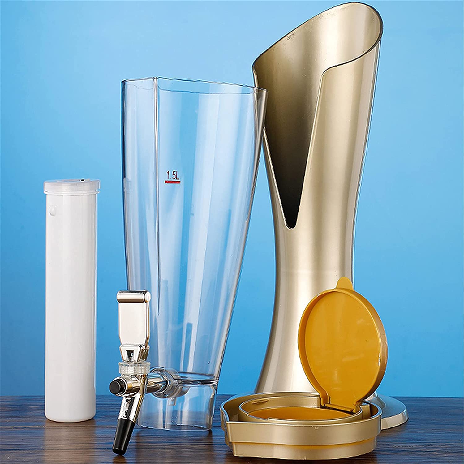MU Birra Torre, Beer Birra Dispenser Stile Europeo Stile Commerciale Cocktail Cocktail Barrel 3L Draft Birra Colorful Icicle Party Ktv Bar Glastuale,Giallo,5L.