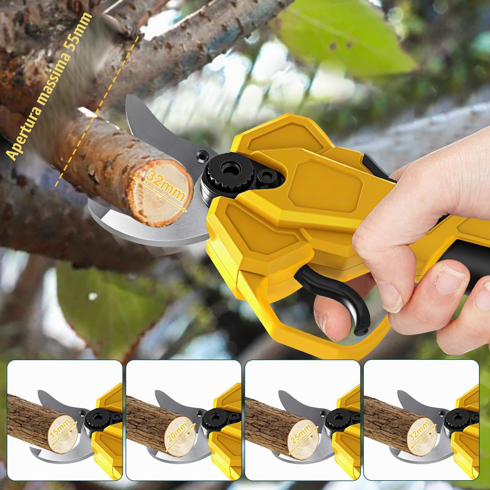 Cesoia elettrica a batteria per alberi da giardino 2 IN 1 con barra telescopica per Dewalt 20V 18V, motore senza spazzole, elettrica, sega a batteria, LCD per il taglio di alberi da frutta (senza