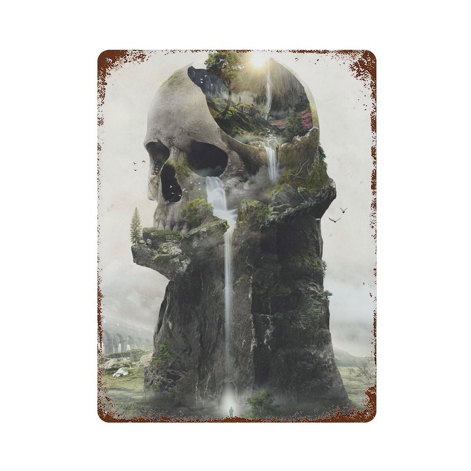 Temple to Lost Dreams Distressed Metal Wall Sign 15.7"x11.8", Rustic Home Decor for Living Room, Hallway And Home Decor