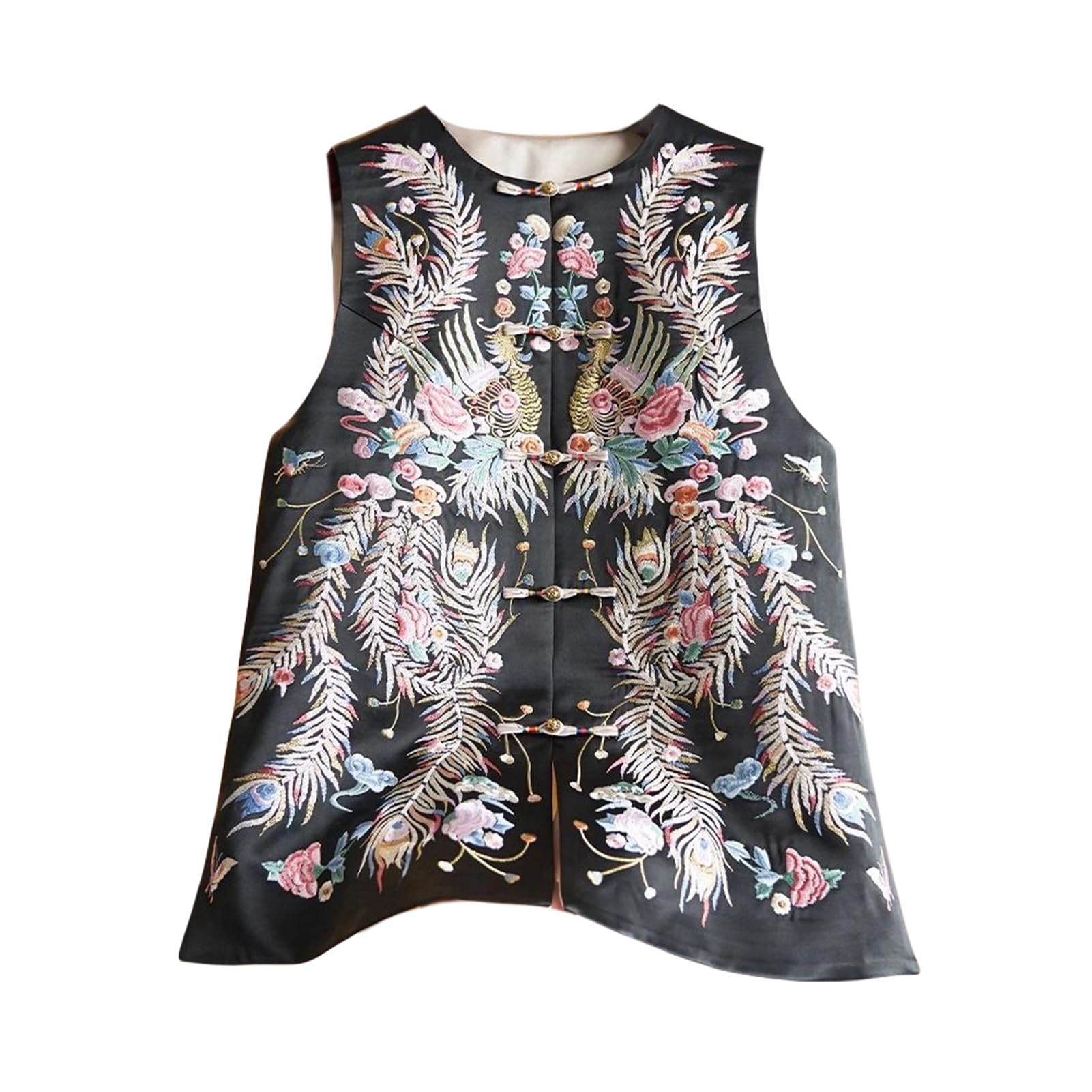 Haut sans manches brodé vintage style chinois chic pour soirée chic