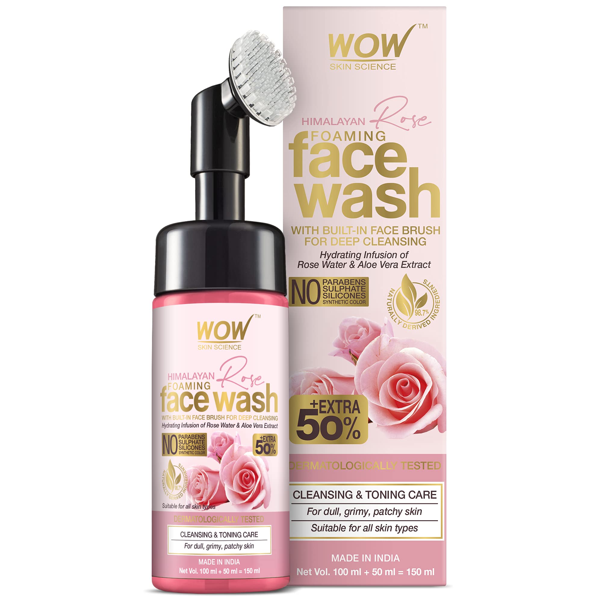 Buy WOW Skin Science Himalayan Rose Foaming Face Wash with Builtin