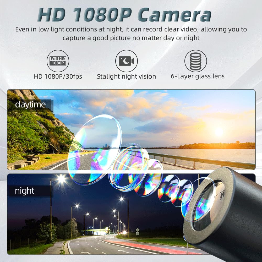 VSYSTO Fahrradkamera Rückfahrkamera, HD 1080P Action Kamera, 150° Weitwinkel Sport Action Kamera wasserdichte, Starlight Nachtsicht, Schleifenaufzeichnung, G-Sensor, WiFi(Schwarz-WD)
