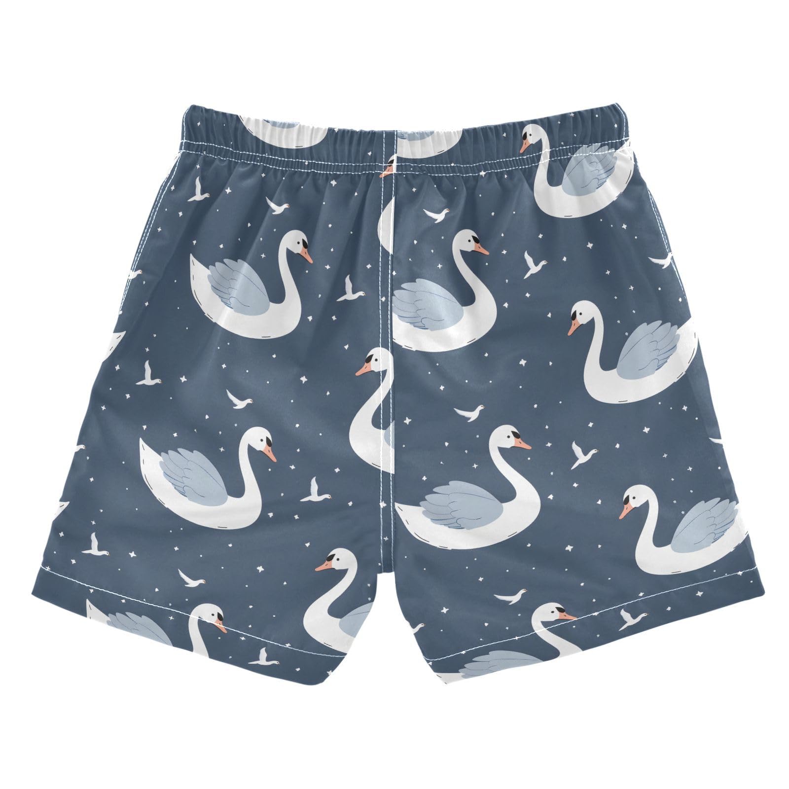 ALAZA White Duck Boys Quick Dry Beach Board Shorts Kids Swim Trunks Bathing Suit Swimsuit S