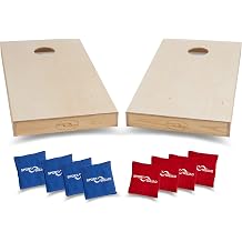 JOOLA Sport Squad Premium Regulation Wooden Cornhole Game Professional Grade Official Size Solid Wood Cornhole Boards with 8 Durable Portable Bean Bags 4x2 DIY Design - Indoor and Outdoor Compatible