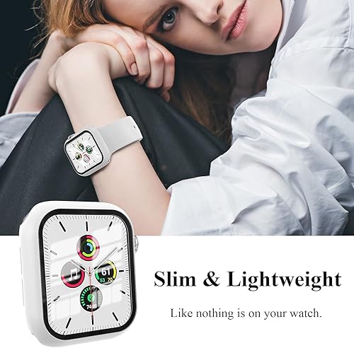 Miniatura 4 de EWUONU Paquete de 3 Funda para Apple Watch Series 987 de 1.614 pulgadas con protector de pantalla de vidrio templado, cobertura completa de