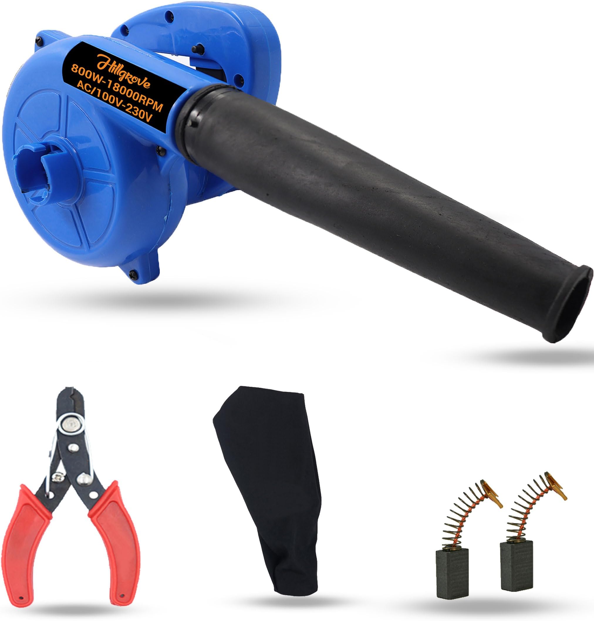 HGCM607M1 800W-18000RPM Electric Air Blower and Suction Dust Cleaner for AC/Computer/Home with Carbon Brushes Air Gun Dust Cleaning Forward Curved Air Blower (Corded Vacuum)