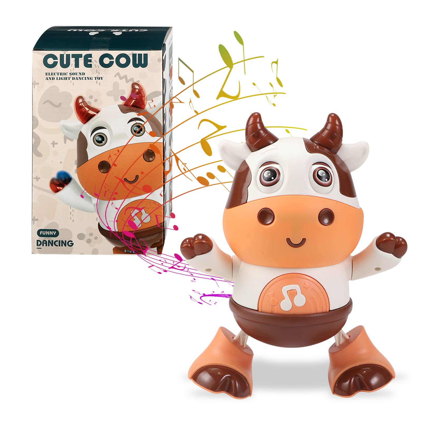 Baby Cow Musical Toys,Baby Cow Dancing Toy,Dancing Cow Baby Toy,Dancing Musical Cow Toys For Babies,Baby Preschool Educational Learning Toy With Lights Music Dancing & Singing Duck Toy (1 Pack)