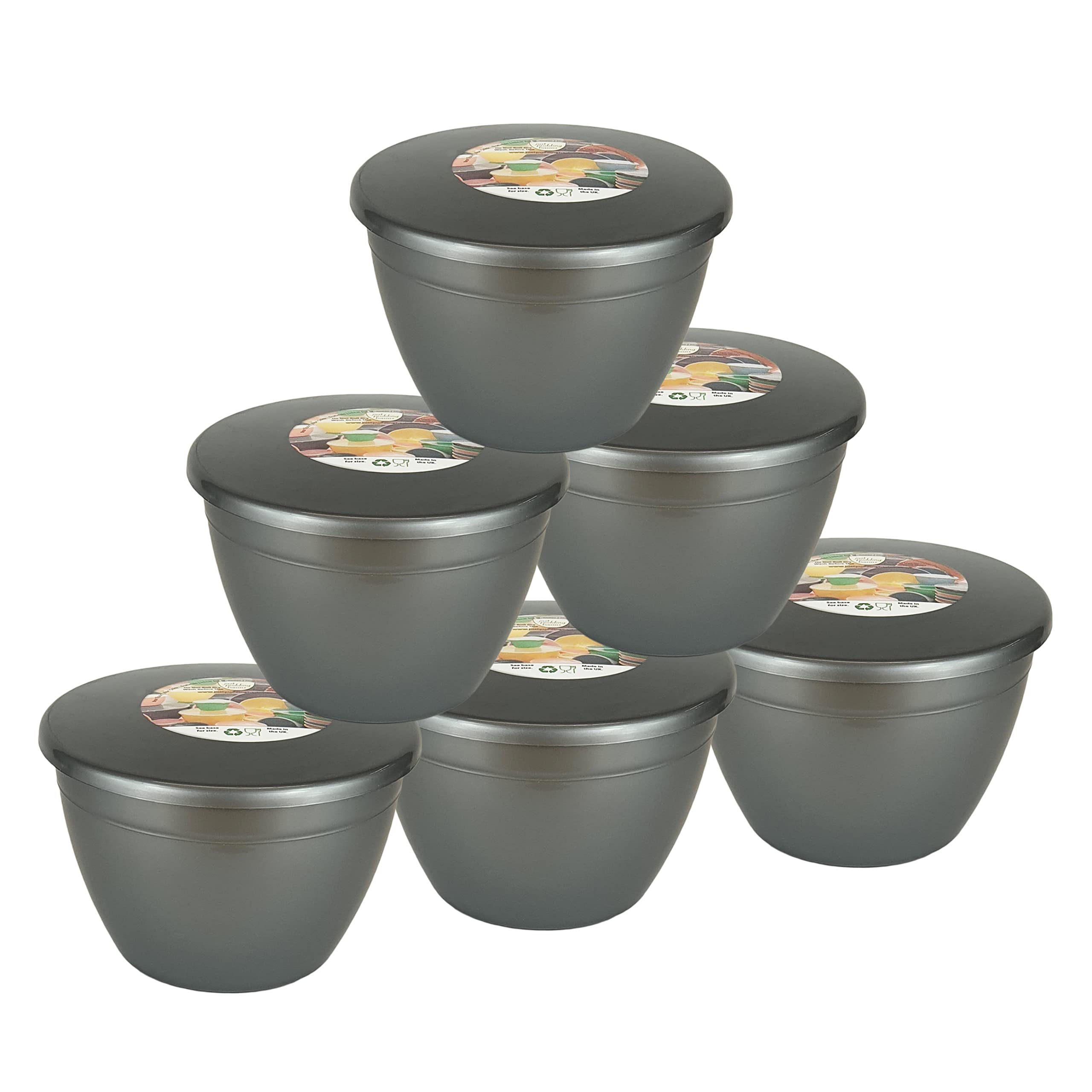 Just Pudding Basins (Silver) 1 Pint Plastic Steamed Pudding Basins With Lids Silver