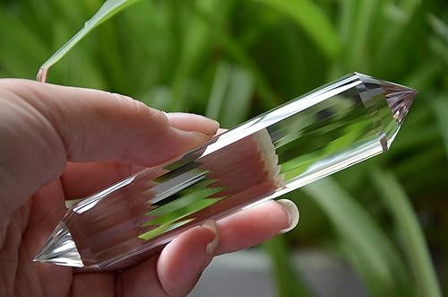 Miniatura 3 de Real Tibet Himalaya de alta altitud transparente de 24 caras con punta de cristal de cuarzo Vogel Varita de 4.64 pulgadas para curación espiritual