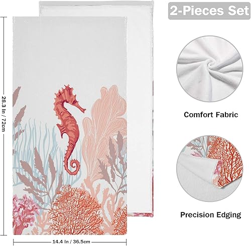Miniatura 2 de susiyo Beautiful Corals - Juego de 2 toallas de mano decorativas con estampado de lujo, súper suaves, altamente absorbentes, multiusos, para yoga,