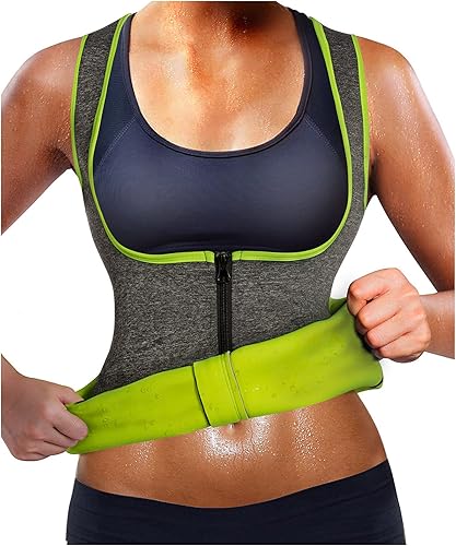 Miniatura 1 de GAODI Chaleco de entrenamiento de cintura para mujer, corsé delgado, camiseta sin mangas de neopreno para sauna, con cremallera, pérdida de peso,