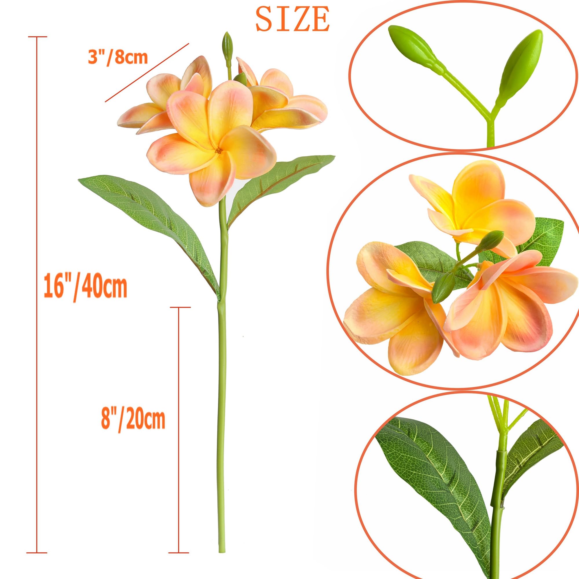 Fleur De Frangipanier Artificielle En Mousse Blanche, 3 Tailles