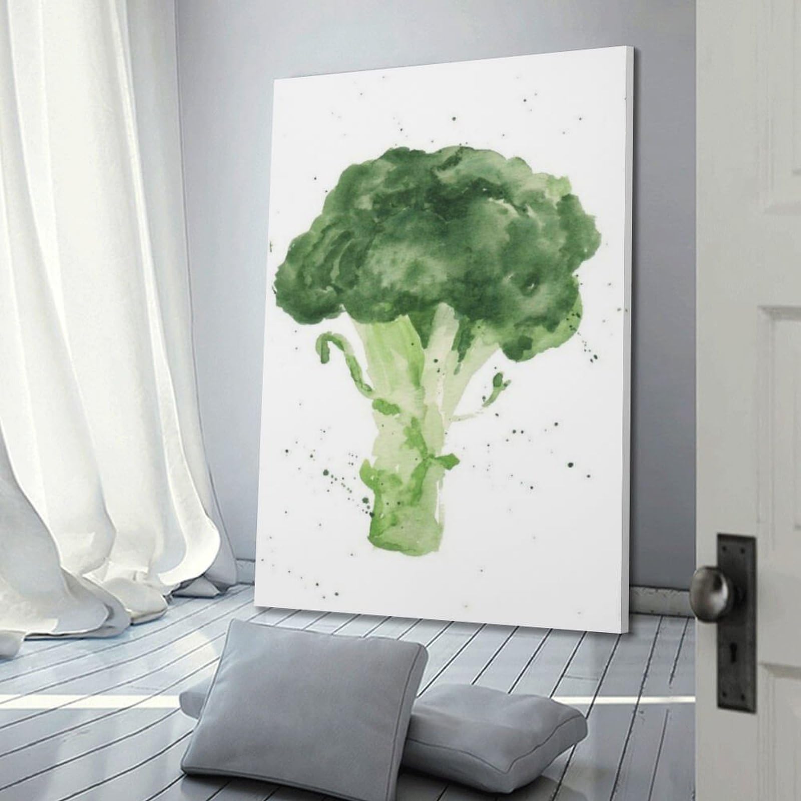 DLJGDS Free Style Aquarell Brokkoli Gemüse dekorative Malerei Leinwand Wandposter und moderne Familienschlafzimmer-Dekoration 50 x 75 cm