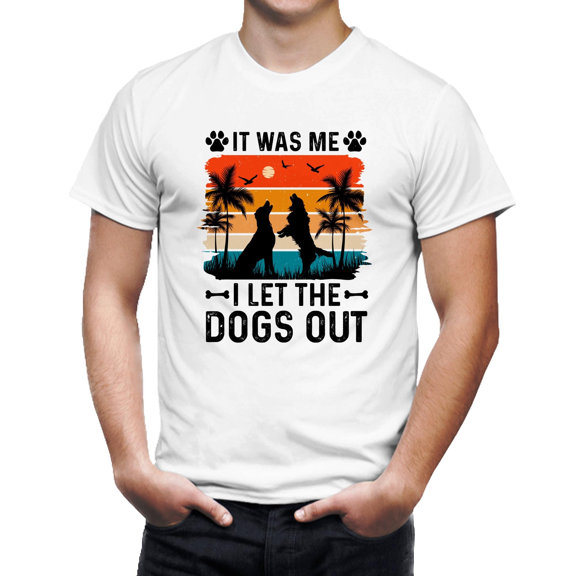 Seek Buy Love Dog Lover Beach Sunset T-Shirt, It was Me I Let The Dogs Out Graphic Tee, Unisex Pet Owner Shirt, Casual Canine Apparel