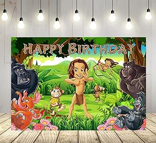 Safari Jungle Backdrop for Birthday Party Supplies Safari Photo Backgrounds Tarzan Theme Baby Shower Banner 59x38in