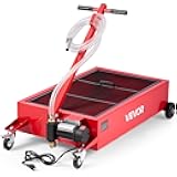 Low Profile Oil Drain Pan, 17 Gallon Capacity, Rolling Oil Drain Pan with Electric Pump, 7.2 ft Hose & T Folding Handle, Leak-Proof & Corrosion-Resistant, Fit for Cars, SUVs, Trucks, ATVs, Red