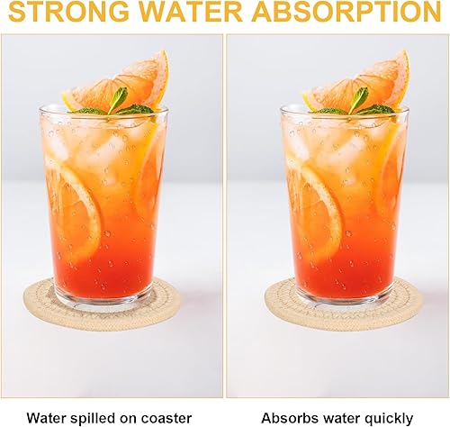 Miniatura 4 de 6 posavasos absorbentes para bebidas, posavasos tejidos de algodón para decoración de comedor, inauguración de la casa, tapete para beber en frío y
