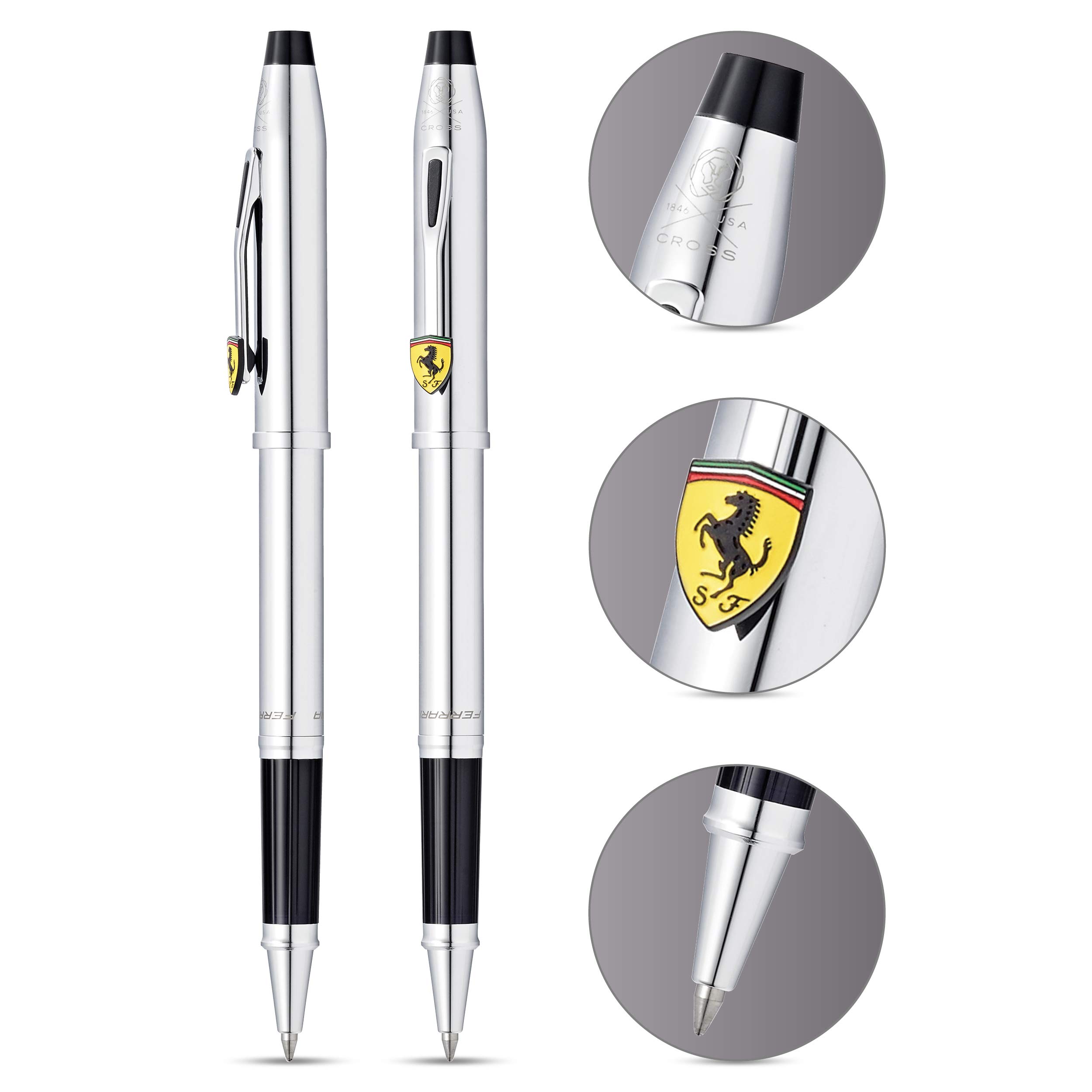 Cross Century II Ferrari Rollerball (Strichstärke M, Schreibfarbe: schwarz, inkl. Premium Geschenkbox) glanzchrom