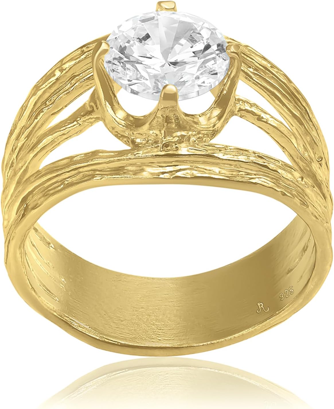 JEAN RACHEL JEWELRY 14K Gold Plated Sterling Silver Ring with 3.40 TCW Floating Cubic Zirconia Vintage Design - Hypoallergenic, Lead & Nickel Free - Artisan Handcrafted Statement Rings for Women - Image 5