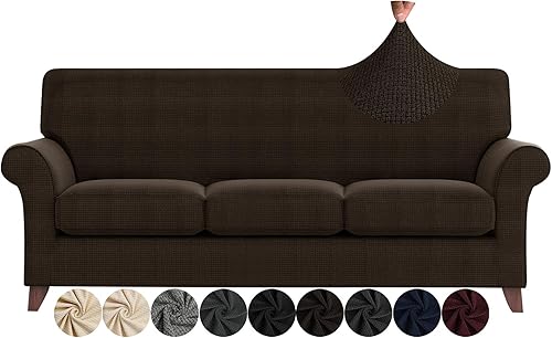 ZNSAYOTX - Fundas de sofá para sala de estar (4 piezas), antideslizantes, fundas de sofá para 3 cojines, sofá, mascotas, perros, funda lavable a