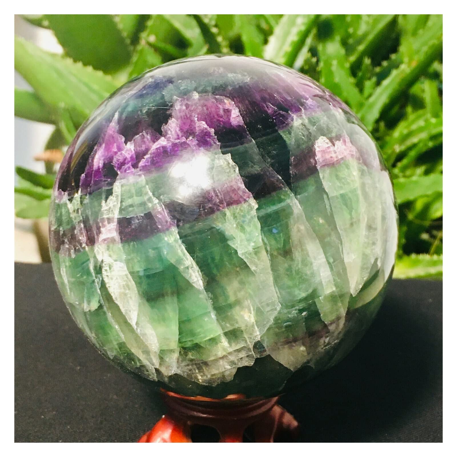 ZTBH Cristal de meditación Natural Bola de Cuarzo Pulido a Mano con fluorita de Color Natural 1pc Piedra de Cristal (Size : 55-60mm)