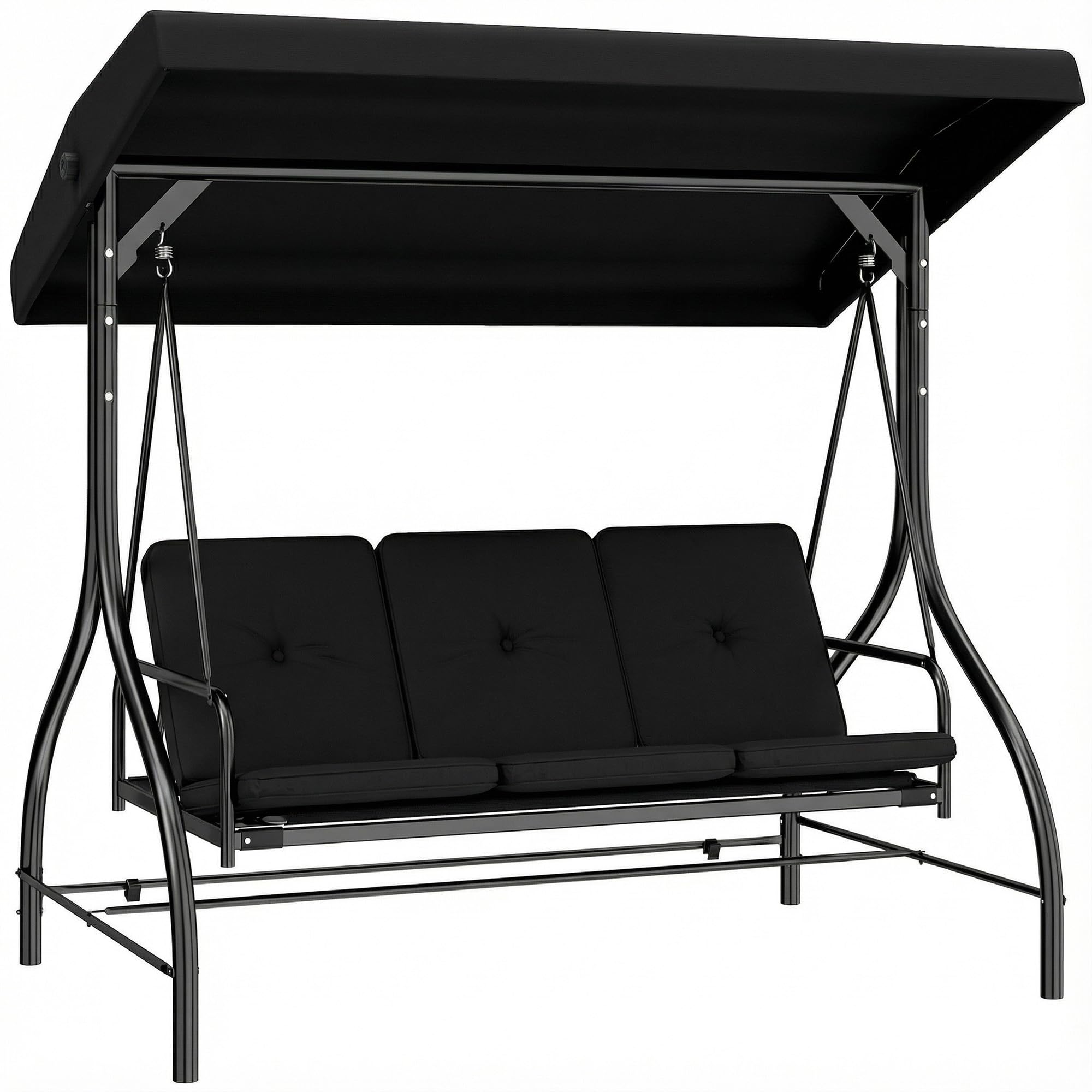Outsunny Black Garden 3 Seater Canopy Swing Chair Hammock