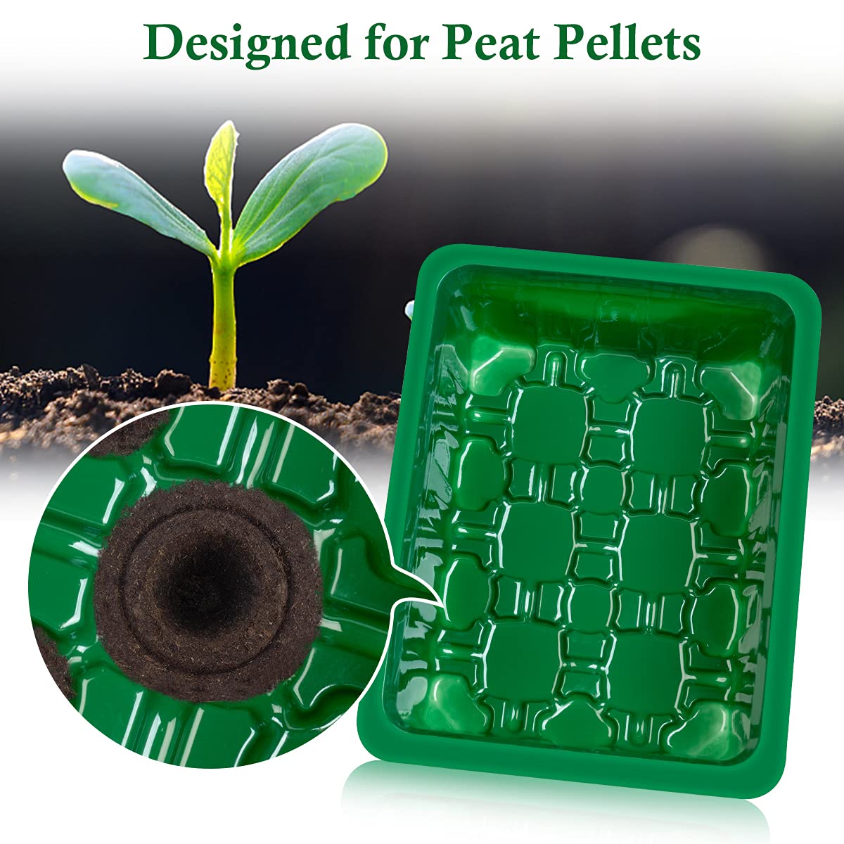 YAUNGEL Vassoi per Semi, 10 Pack 60 Grande Cells Propagator con Coperchi Rialzati, Vassoi per la Crescita Delle Piantine con Finestra Regolabile per Serre e Giardini, Bianco