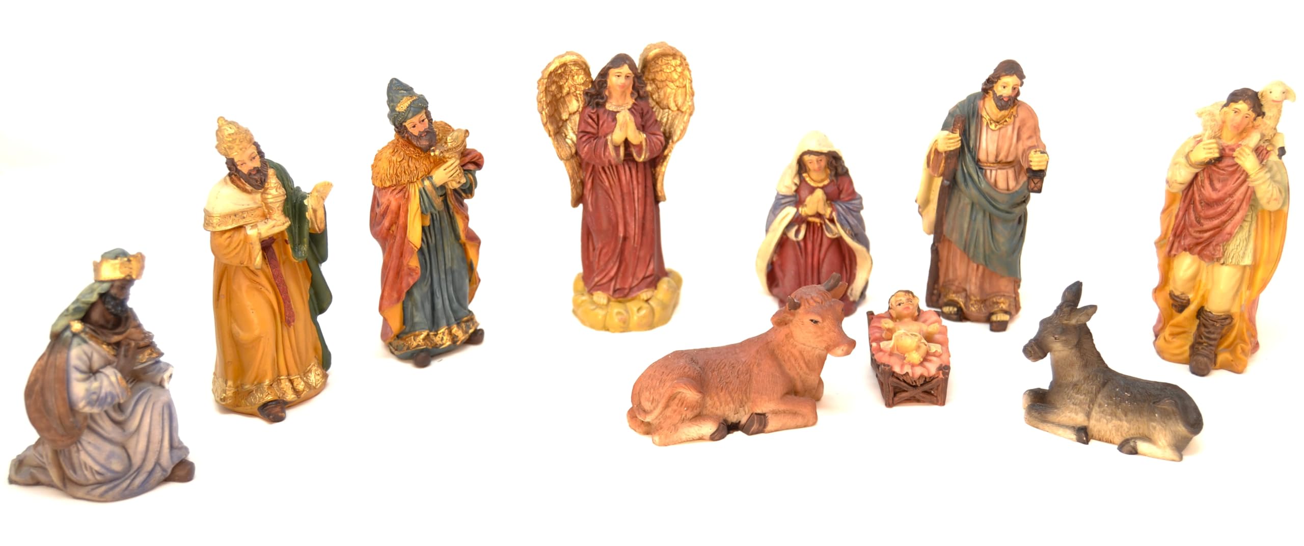 Z1 10 x Weihnachtsfiguren, 12,5 cm, Krippenfiguren, Tiere, Geburt Jesus, 3 Könige, Krippenhandwerk, Gott