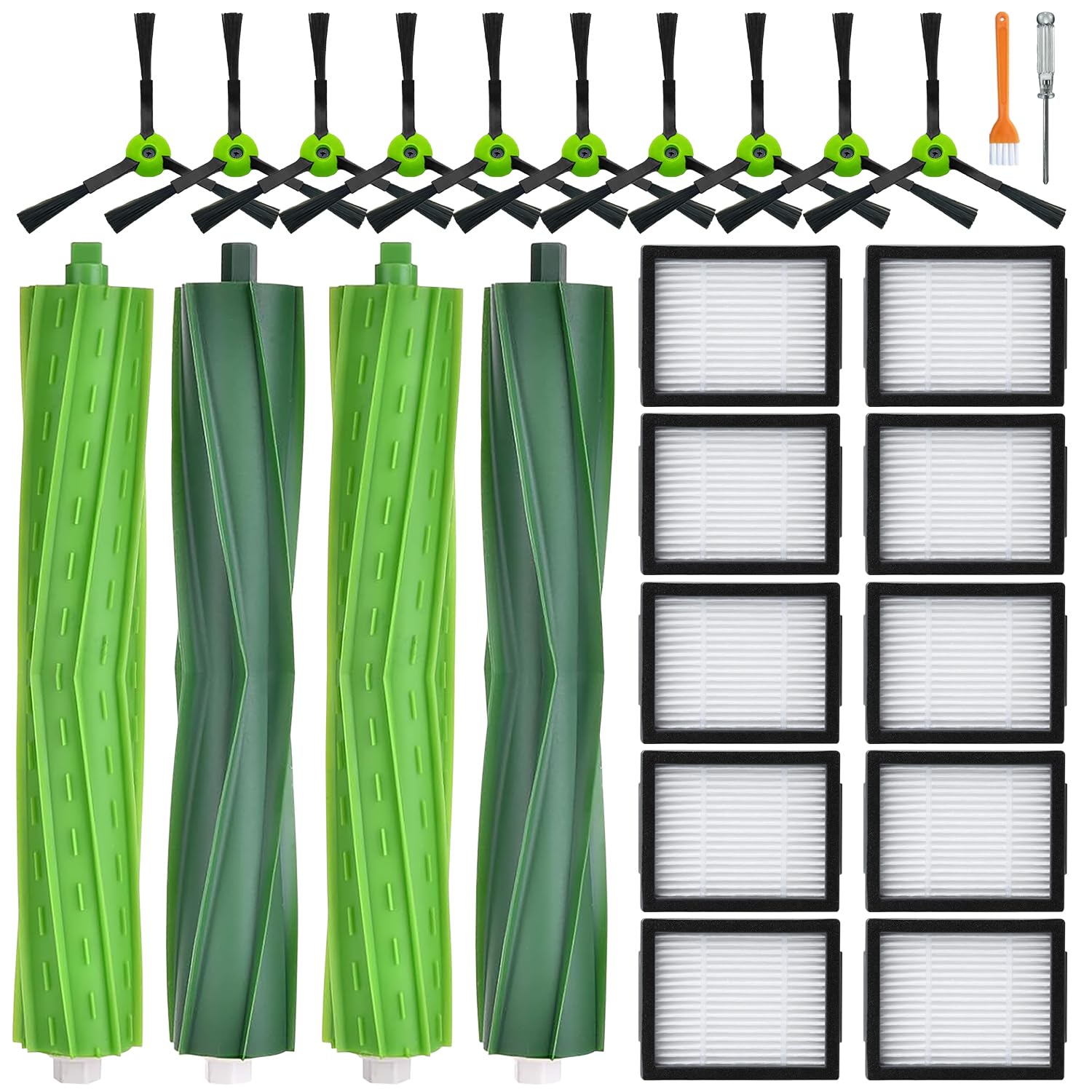 22 Pack Replacement Parts for iRobot Roomba i7 i7+ i3 i3+ i4 i4+ i5 i5+ i6 i6+ i8 i8+ E5 E6 E7 j6 j6+ j7 j7+ Combo i5 i5+ j5 j5+ Vacuum Accessories, 4 Rubber Roller 10 Filter 10 Side Brush