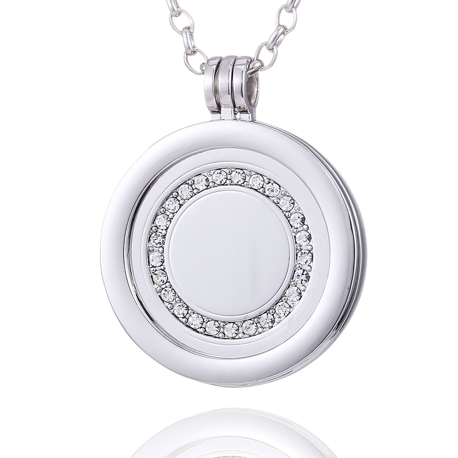 Morella Mujeres Collar 70 cm Acero Inoxidable y Colgante Amuleto Coin 33 mm en Bolsa para Joyas — view 7