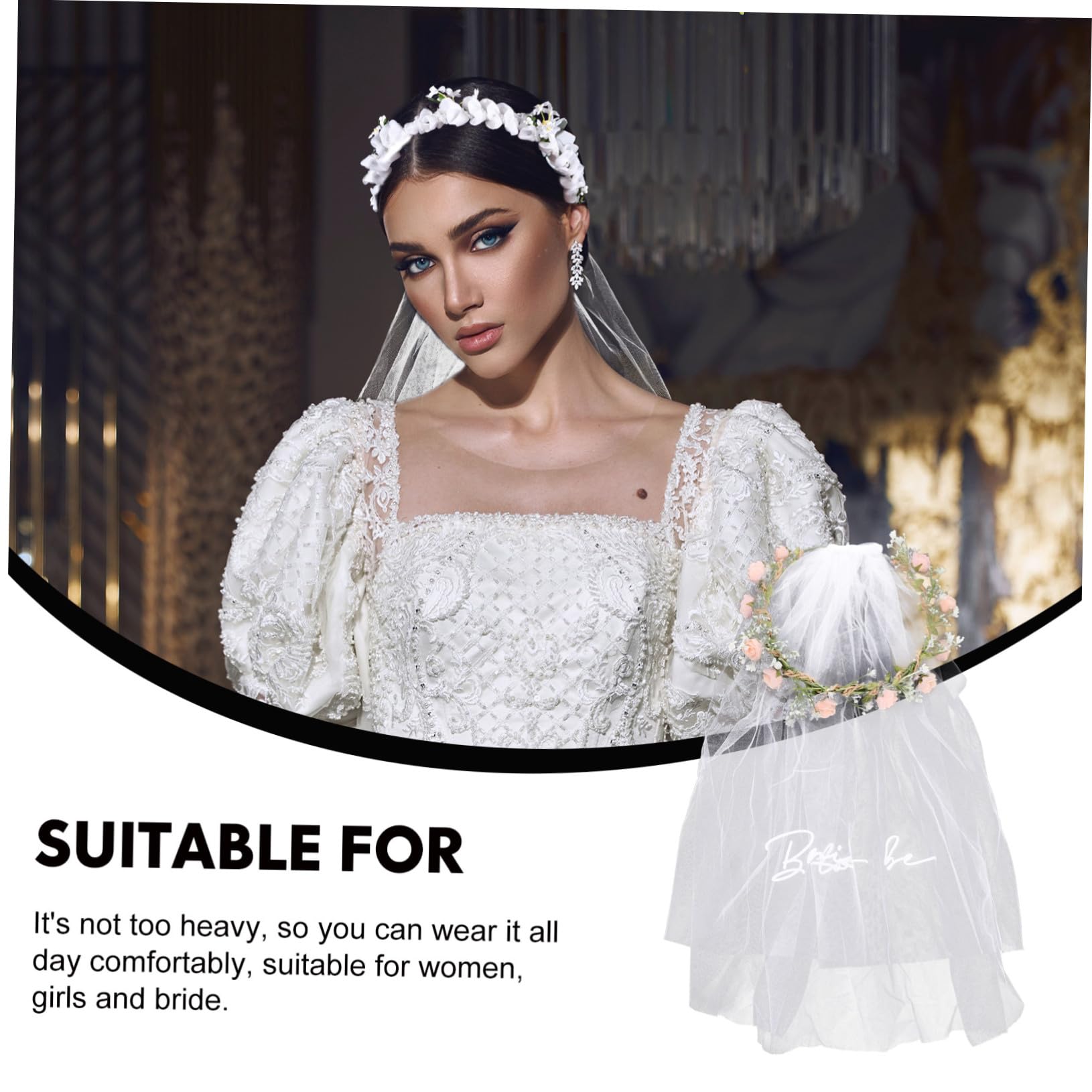 VICASKY 4 Pezzi Sposa con Artificiale e Fascia Matrimonio con Fiori Realistici Accessorio per e Nozze