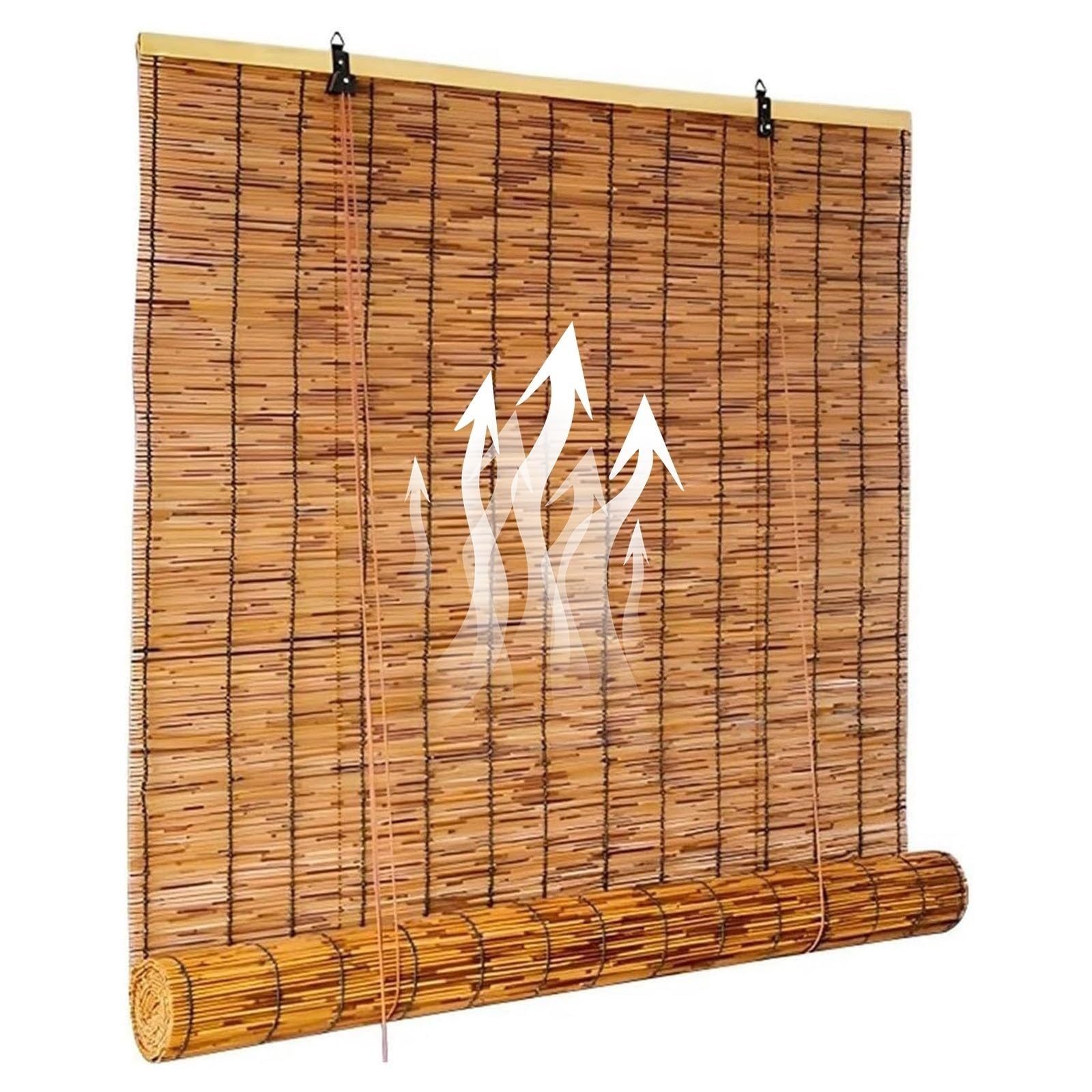 CMJYMX Retro Bamboo Roller Blinds For Windows, Anti-UV Outdoor Roman Curtains Privacy Bamboo Shades With Lifter 50 60 70 80 90 100 110 120 130 140 150cm Wide(140x250CM/55x98IN)