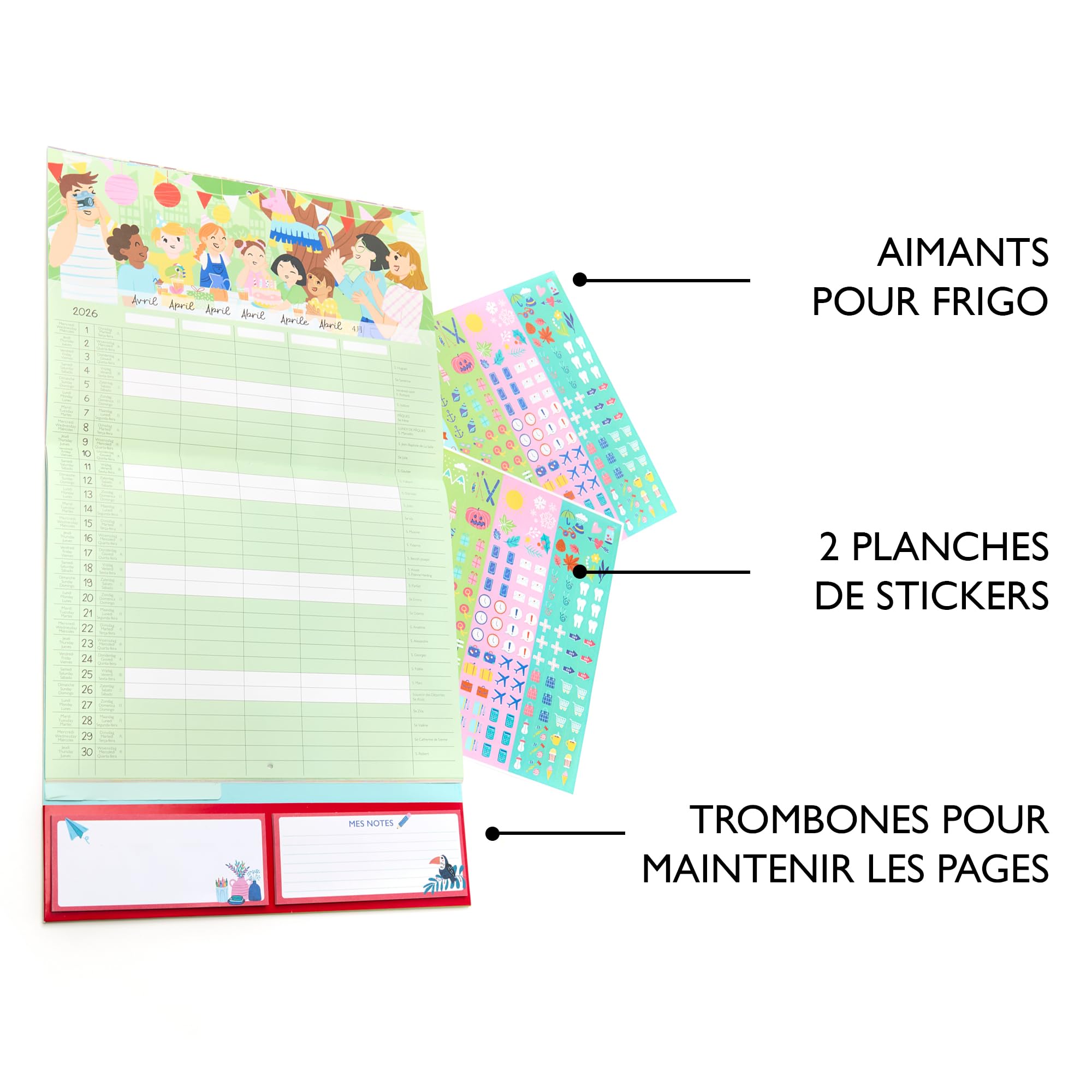 DRAEGER PARIS 1886 Organiseur familial mural 28x28 cm 2026-18 fiches mensuelles Papier FSC