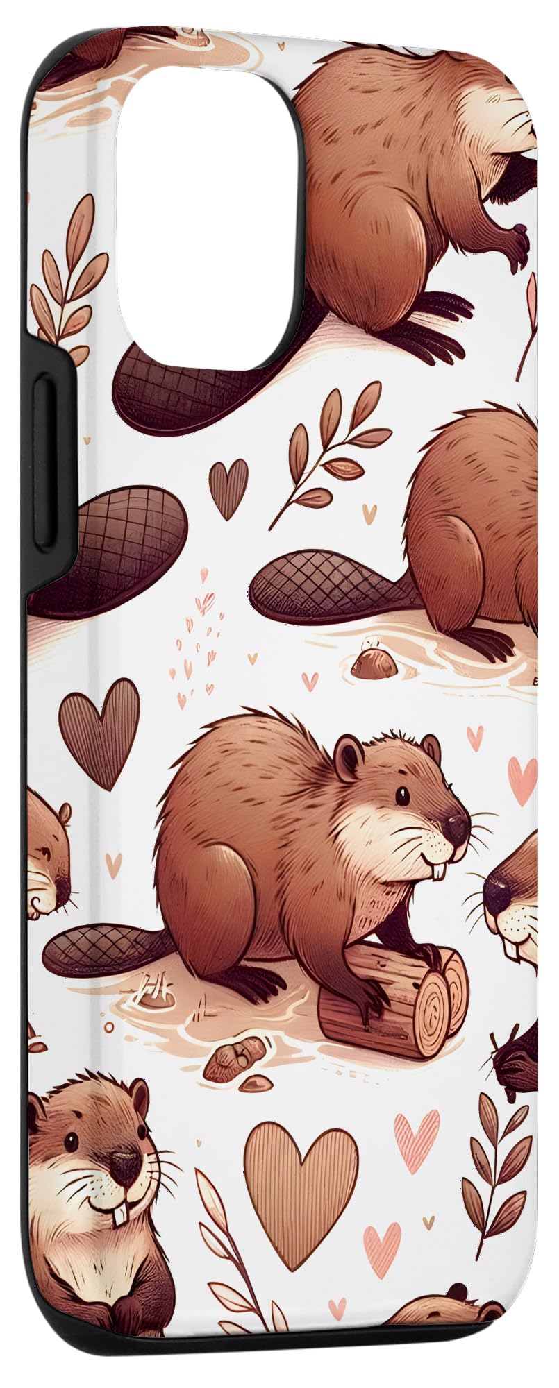 Cute Beavers Pattern Beautiful Beaver Case for iPhone 13 - Image 3