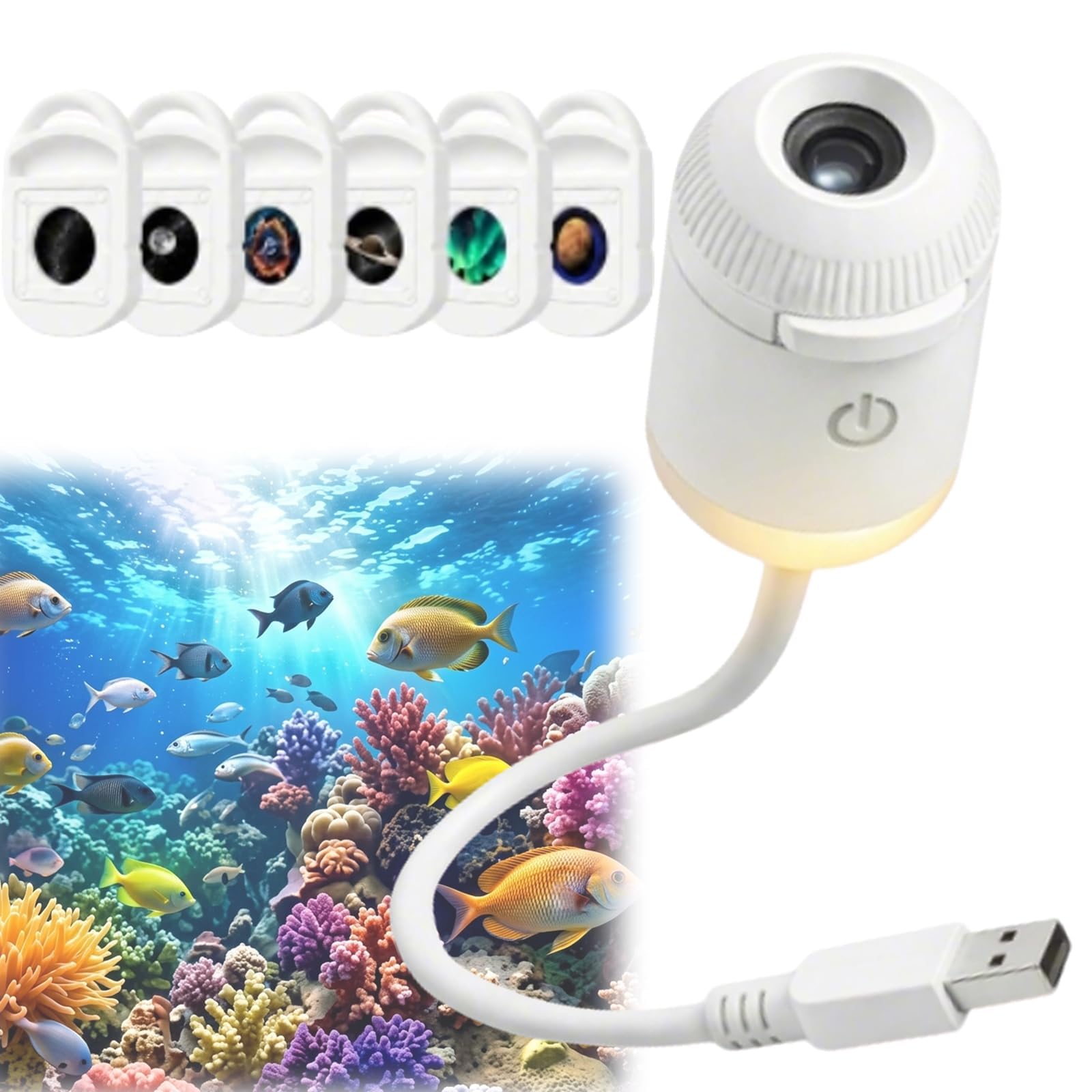 USB Star Projector, Galaxy & Holiday Themed Projection Light (6 Slides)