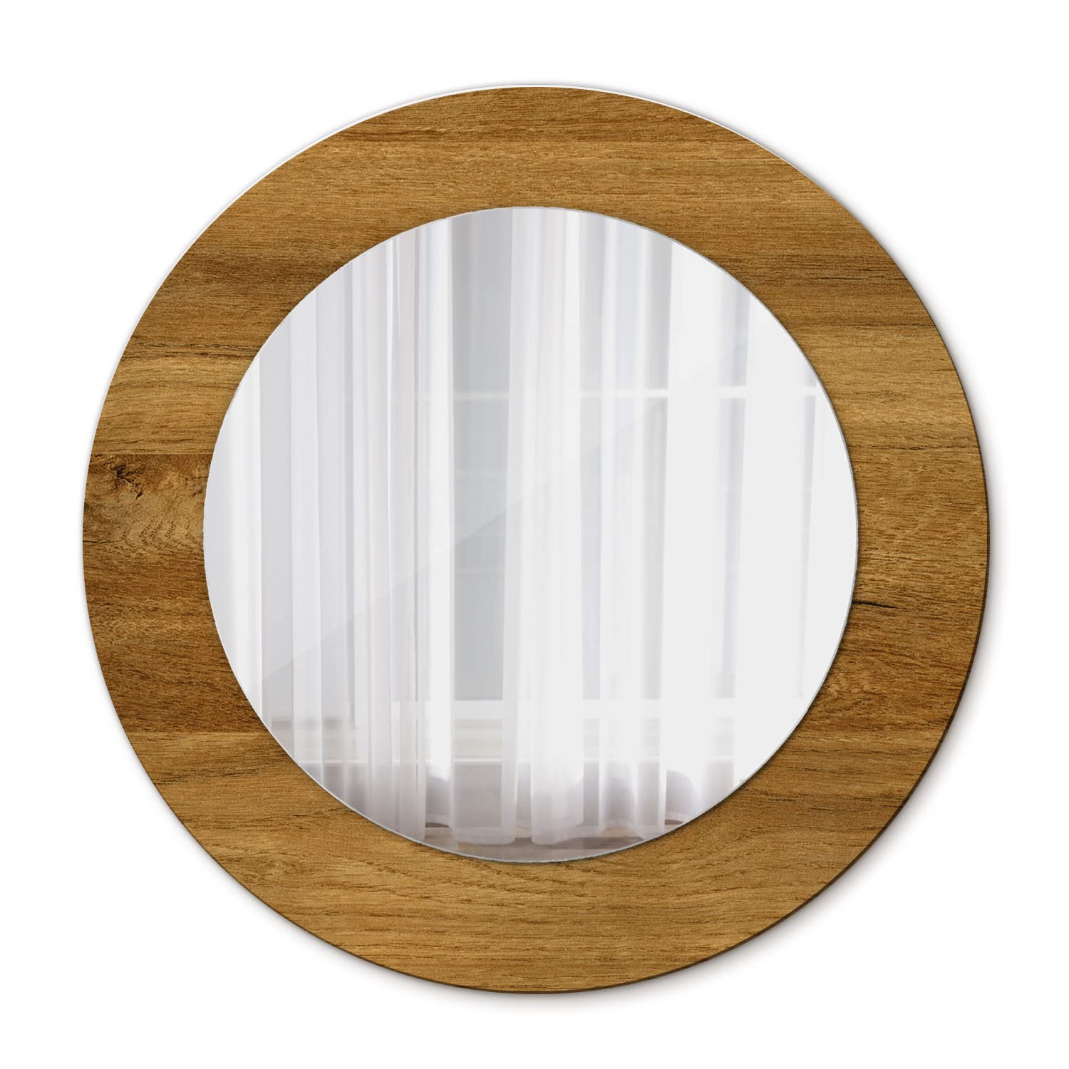 Miroir salle de bains rond Tulup Ø50 cm fini chêne rustique pour un maquillage net sans reflets flous