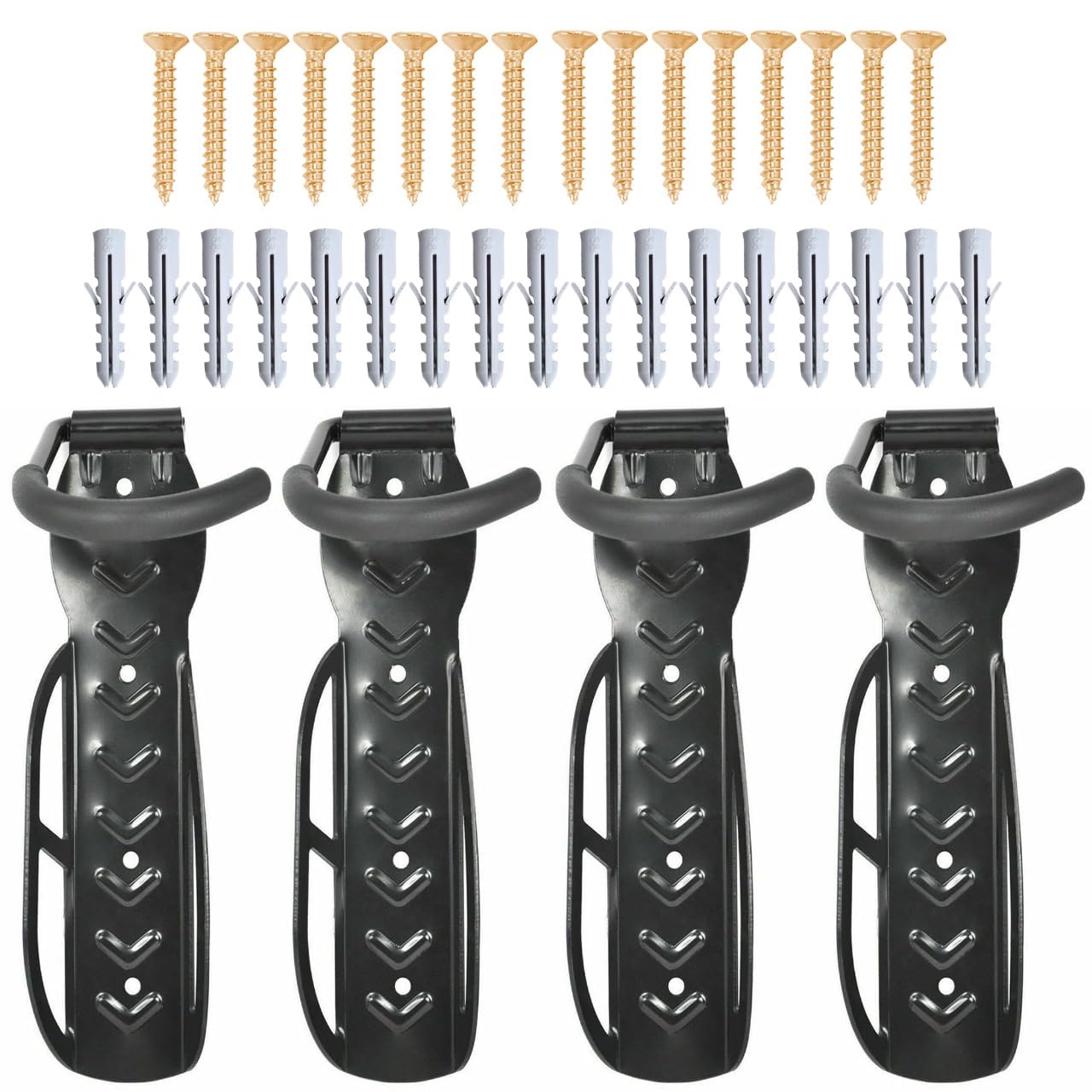 ATEK 4 Pack Bike Wall Mount Hooks - Heavy Duty Bike Hooks for Wall Storage, Wall Mount Vertical Rack Bike Bicycle with Fitting Screws - for Garage Shed Hanging Mountain or Hybrid bicycle