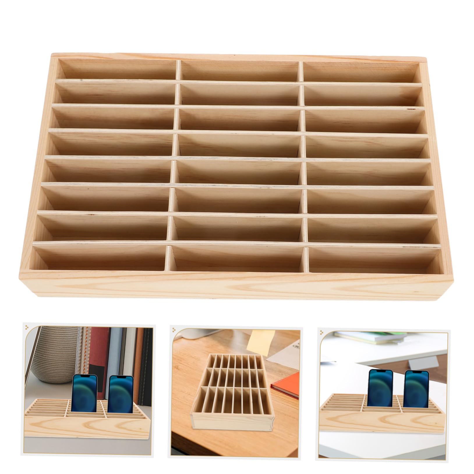 Organizer da Scrivania in Legno Griglie per Porta Cellulare e Accessori Scrivania Ufficio, Decor Festa Scuola per Ufficio e Laboratorio Riparazioni