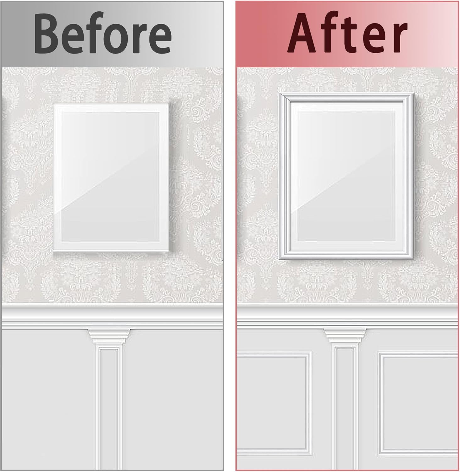 6,1 m x 23 mm Bandes autocollantes pour décoration murale | Moulure autocollante blanche, cadre de miroir, porte d'armoire, décoration d'intérieur
