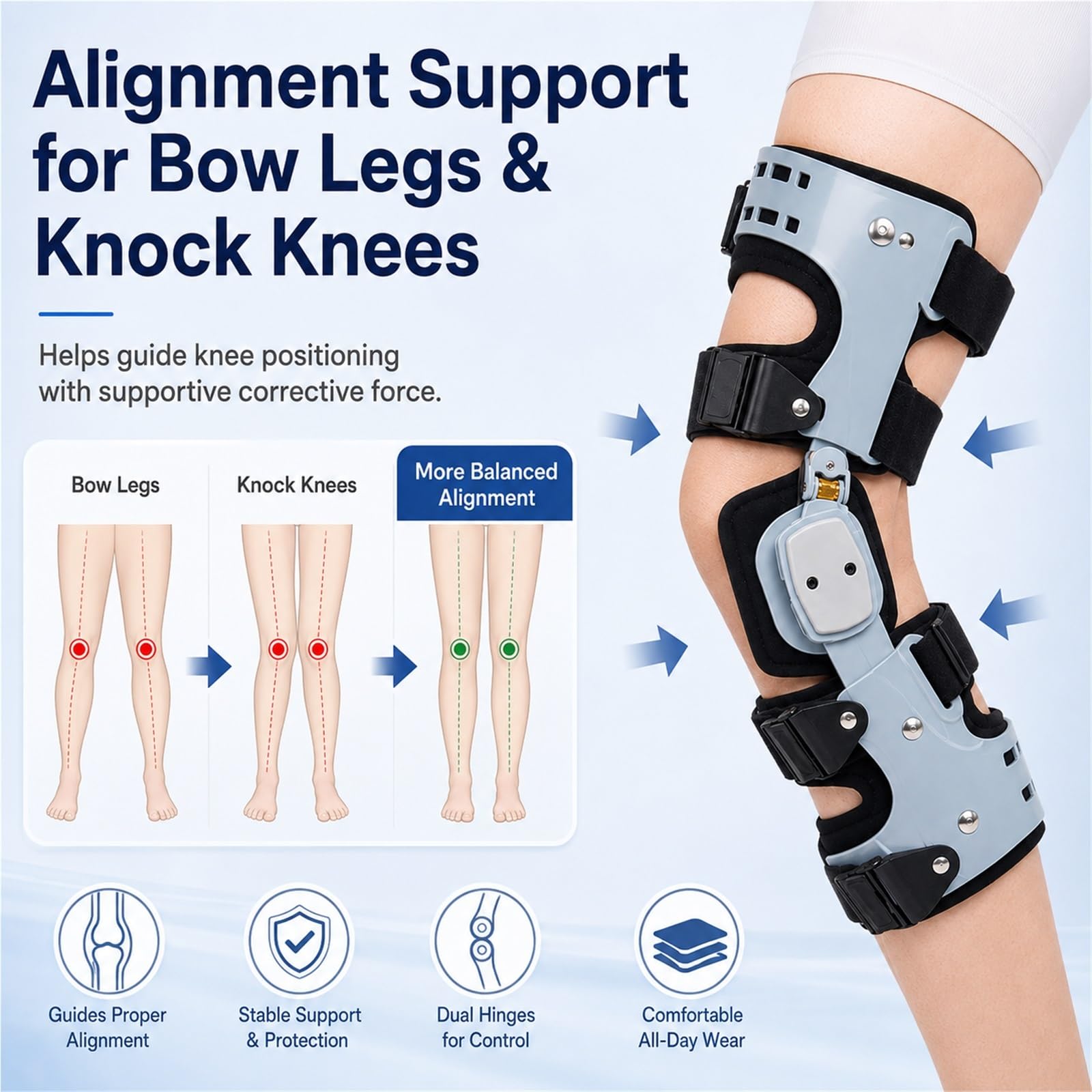 Rodillera para Osteoartritis y Alivio del Dolor de Artritis Soporte de Descarga Medial o Lateral para Desgaste de Cartílago Necrosis Avascular Diseño Ajustable(Izquierda)