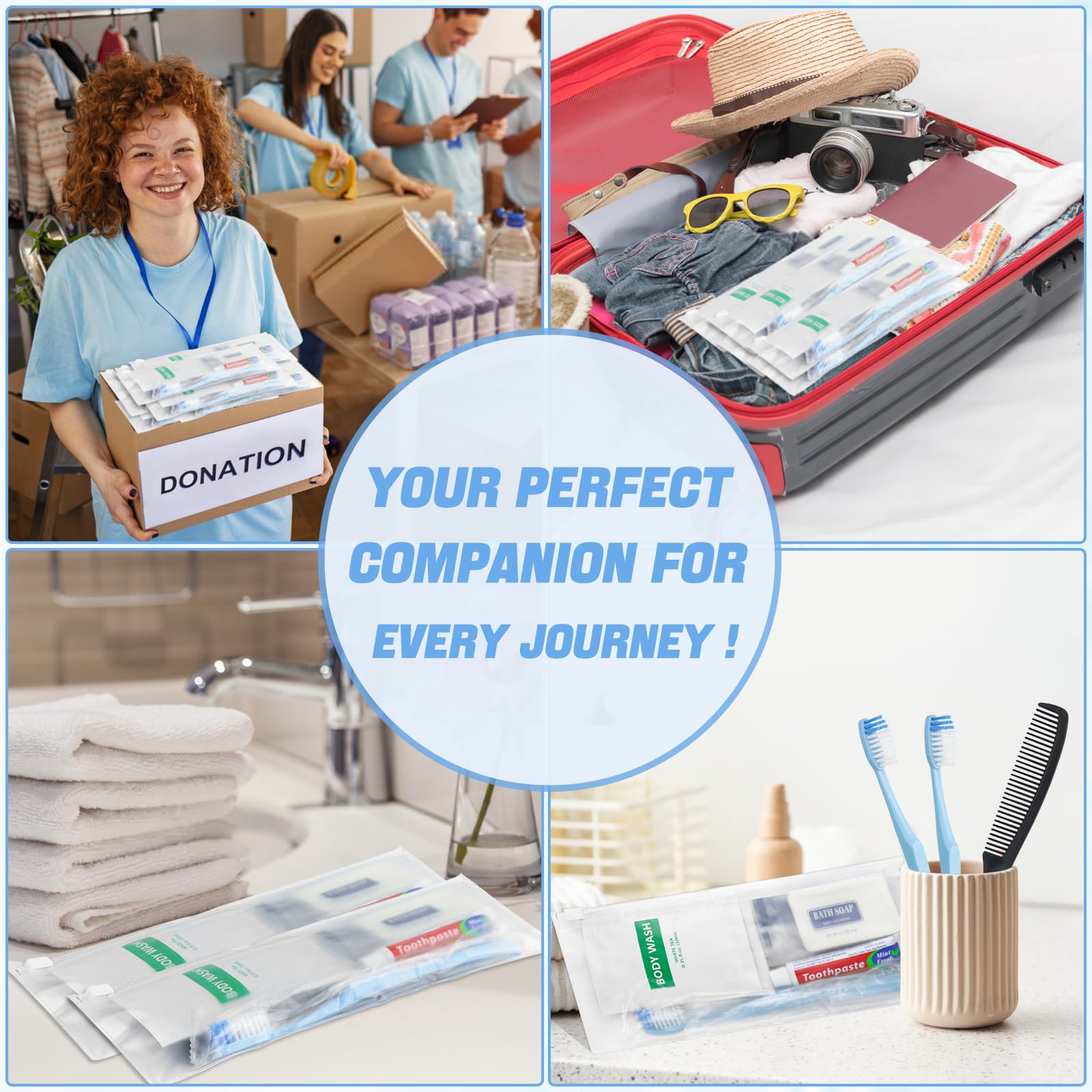 Confezione da 25 kit di articoli da toeletta di base, kit igienico, confezionati singolarmente, confezione per la cura dei senzatetto, kit da viaggio per uomini e donne, borsa da toilette