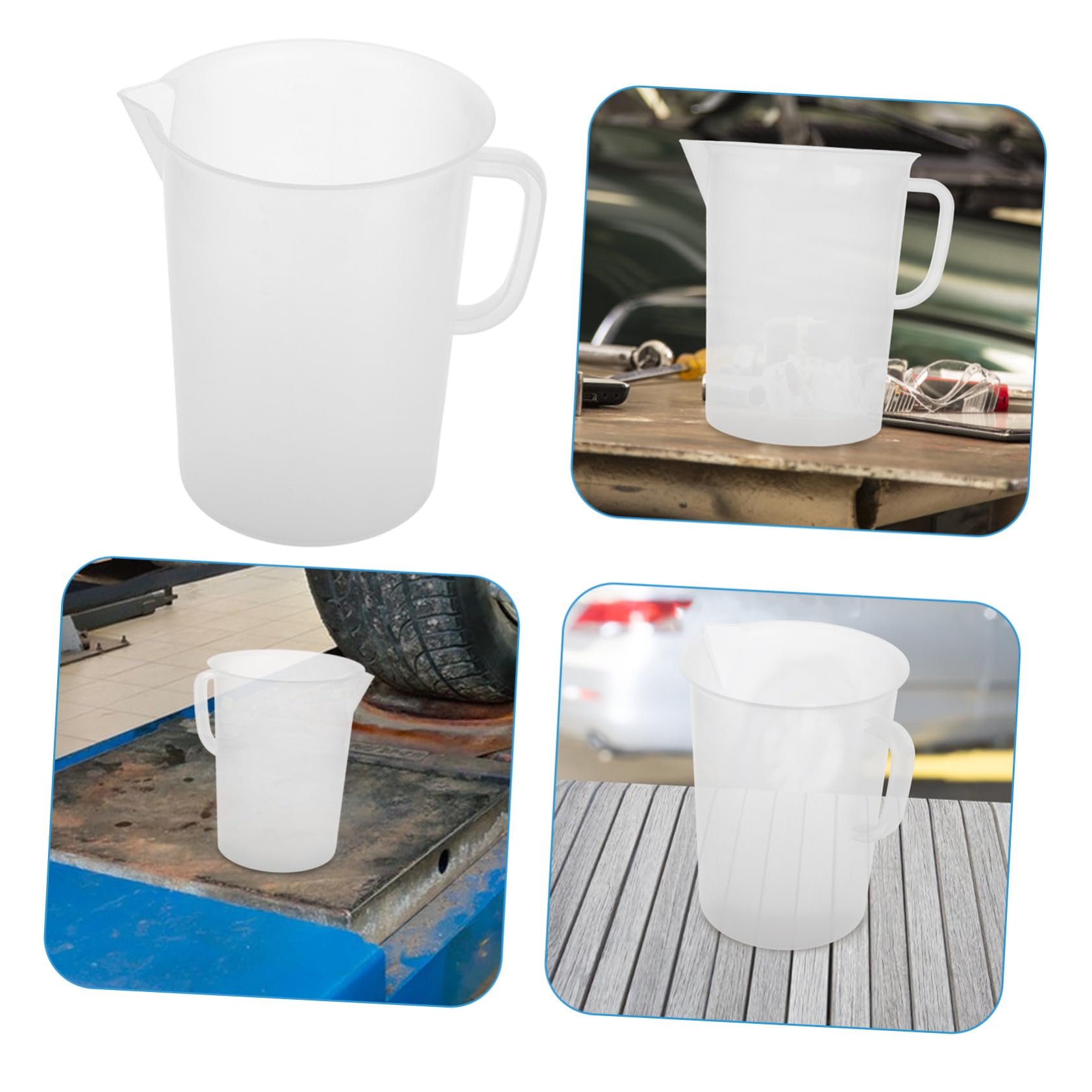 Vaso Medidor Grande De Plástico 5000 Ml Con Asas Para Aceite Motor Graduado Para Taller Mecánico Uso Automotriz Herramienta Precisa De Medición