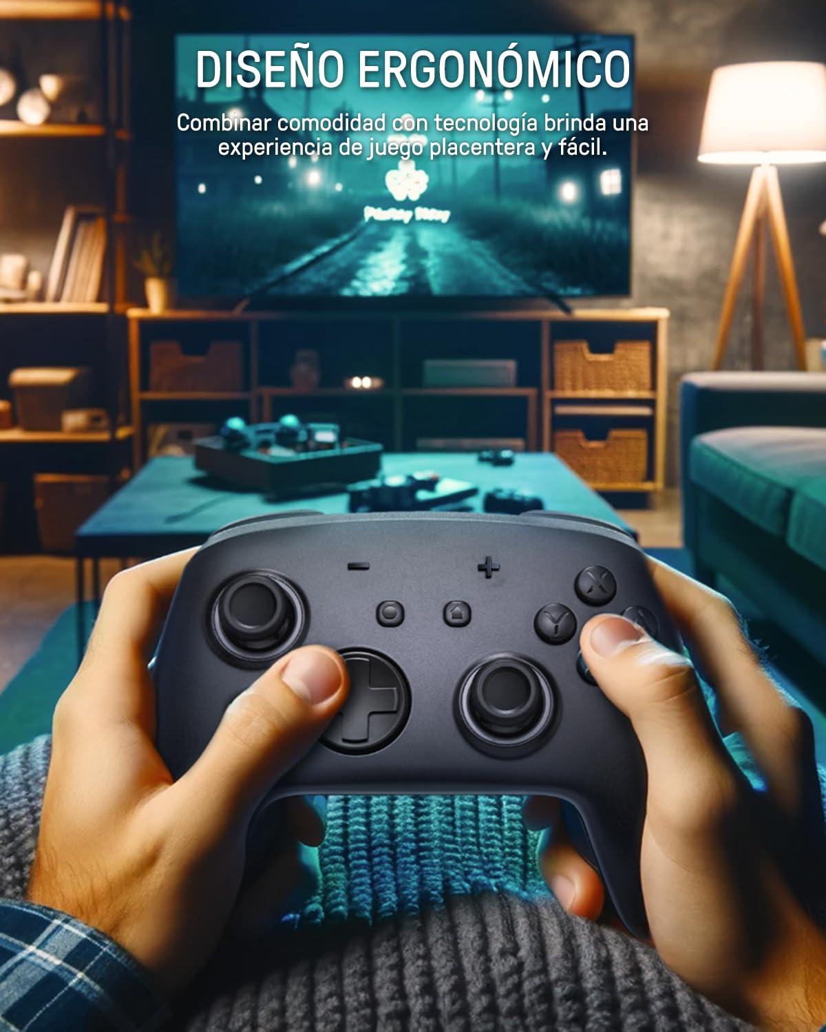 PALPOW Mando Pro Switch 2，Ergonomía Mando inalámbrico para Switch2/Switch/Lite, Mando para pc gaming joystick de efecto Hall con Wake Up/7 LED Colores/NFC/Turbo/Gyro Axis/Vibración - Negro