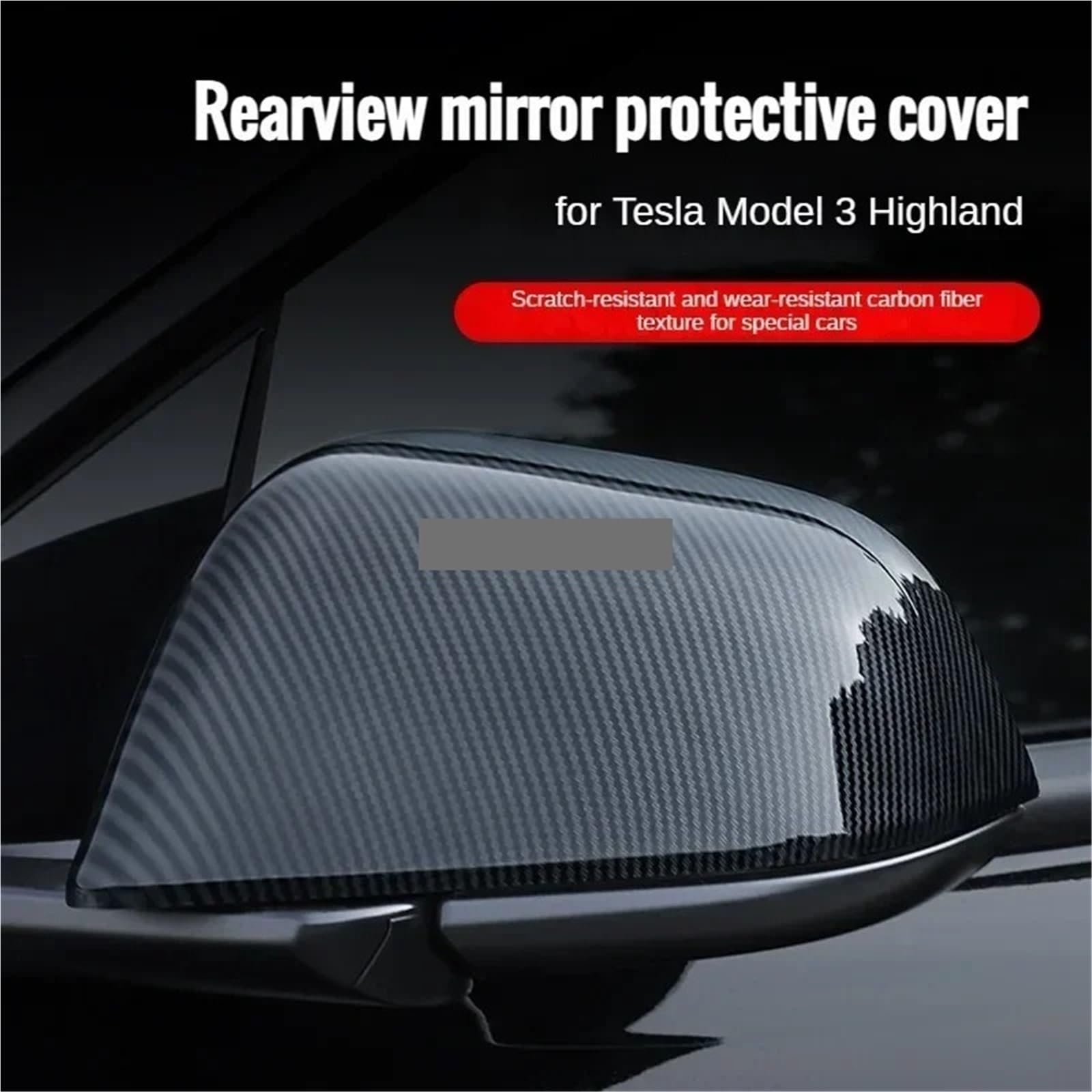 Carcasa Del Espejo Retrovisor Uso apto para Tesla Model 3 Highland 2024, Cubierta Protectora For Espejo Retrovisor De Fibra De Carbono ABS Tapa Espejo Retrovisor(Bright Carbon F P)