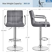 Vista 181 de Yaheetech - 4 taburetes de bar ajustables para mostrador de cocina, taburetes de bar/mostrador, silla de comedor giratoria hidráulica de piel Marrón