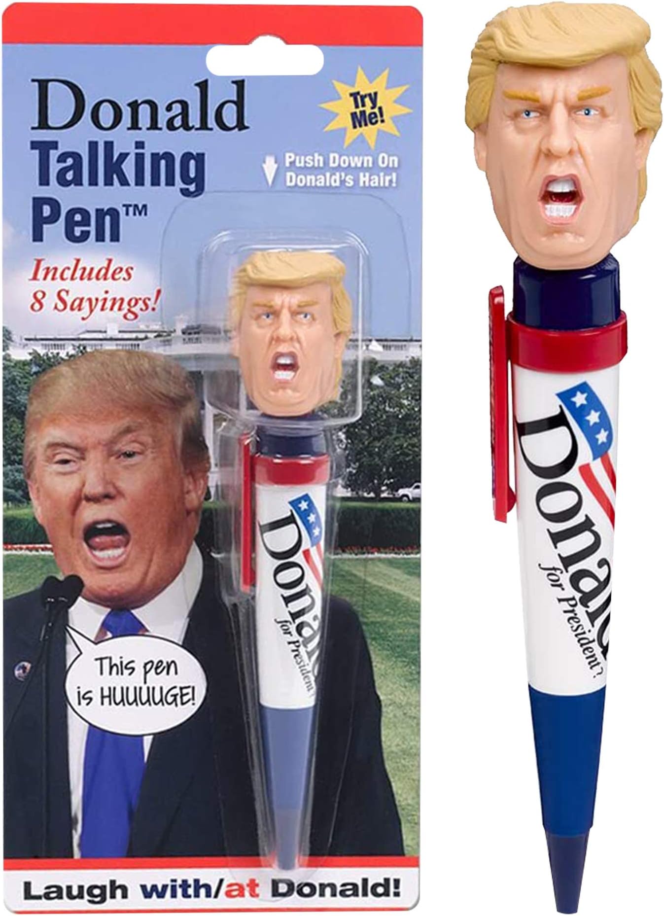 Talking Donald Trump Pen – Collectible Edition - 8 Sayings in His Real Voice - Donald Trump Gifts for Men - Fun Stocking Stuffers - Great Republican Gifts for Fathers - Funny Gifts for Dad