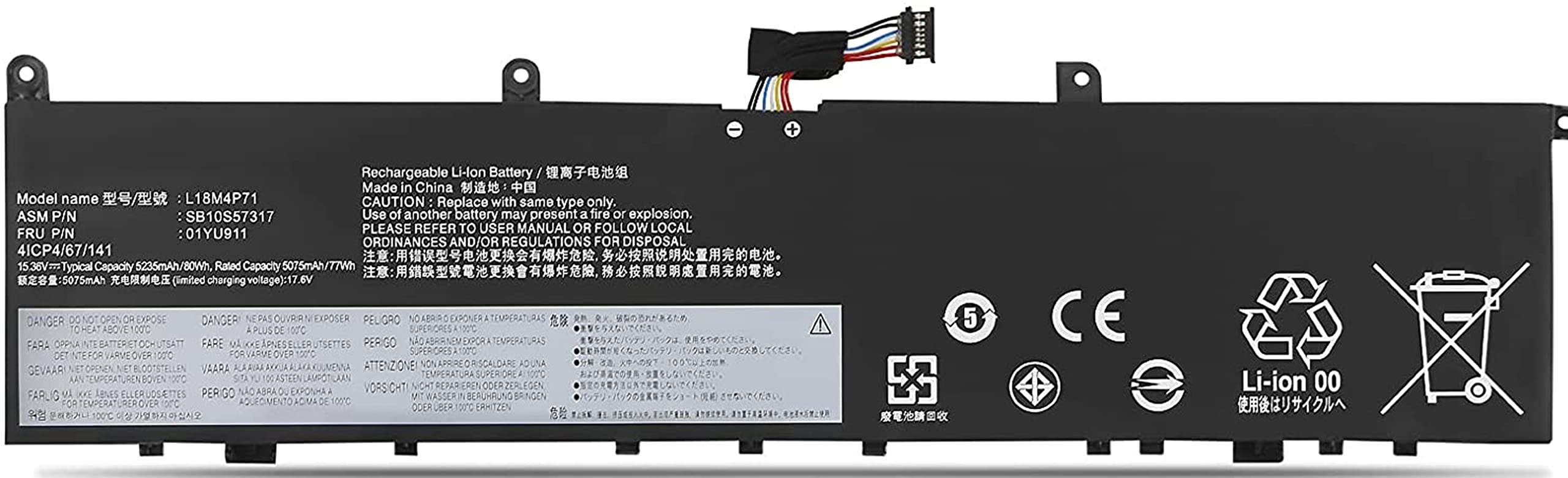 L17C4P72 Laptop Battery Replacement for Lenovo ThinkPad X1 Extreme 1st